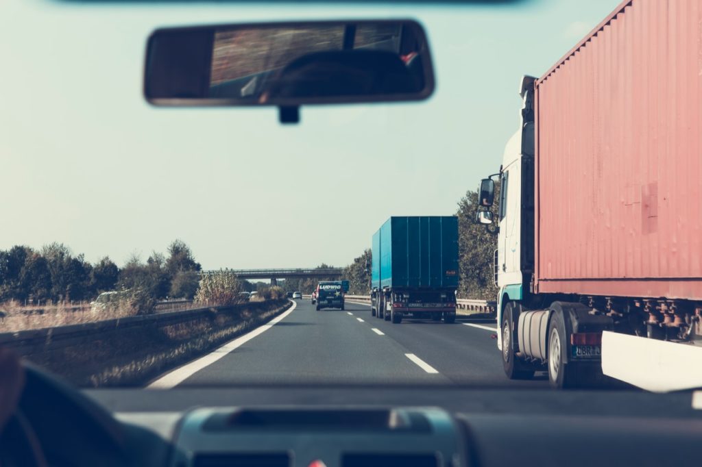 trucks on a highway