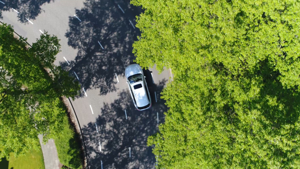 top view of car driving in highway