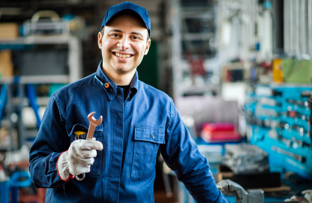 happy auto worker